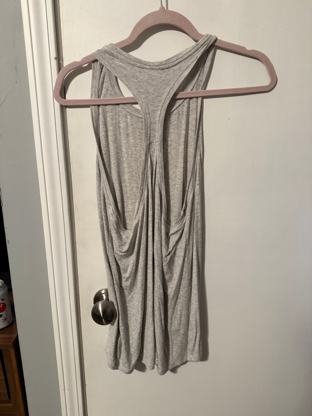 Athleta Heathered Light Gray Ribbed Racerback Tank - Picture 3 of 3